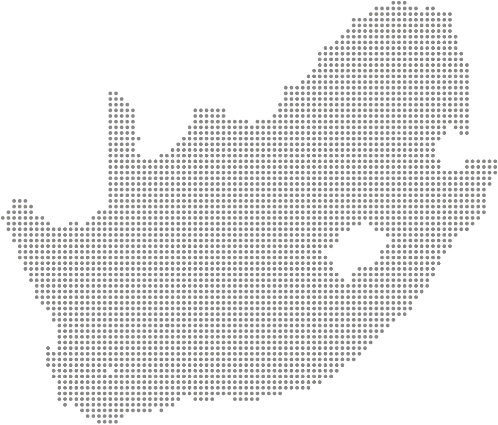 Map of South Africa showing the tour stops